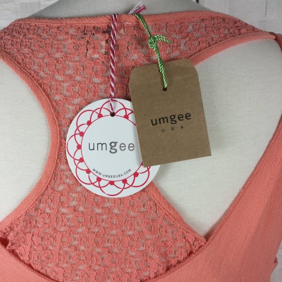 Umgee Salmon Crocheted Lace, Racer Back Swing Tank - Picture 5 of 7